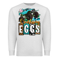 Oatmeal Heather Easter Day Monster truck crushing eggs Premium Sweatshirt - OliviaCreatesArt