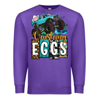 Purple Easter Day Monster truck crushing eggs Premium Sweatshirt - OliviaCreatesArt