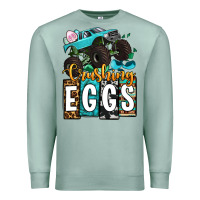 Seafoam Easter Day Monster truck crushing eggs Premium Sweatshirt - OliviaCreatesArt