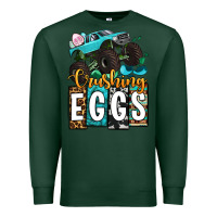 Sports Green Easter Day Monster truck crushing eggs Premium Sweatshirt - OliviaCreatesArt