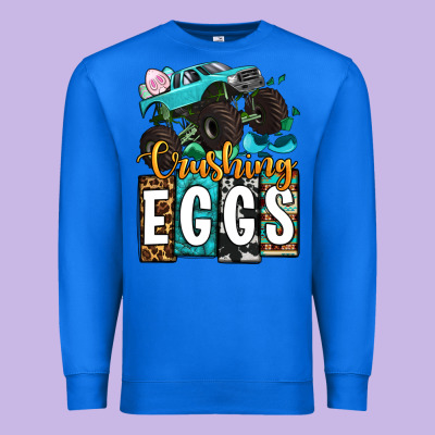 Easter Day Monster Truck Crushing Eggs Premium Sweatshirt Designed By Oliviacreatesart