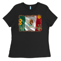Black mexico flag sunflower cactus Ladies Tee - AdoDesignShop