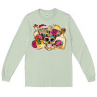 Matcha mexican skull sombrero tequila bottle paper roses Long Sleeve Tee - Artiststas