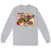 Moon Dust mexican skull sombrero tequila bottle paper roses Long Sleeve Tee - Artiststas