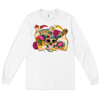 White mexican skull sombrero tequila bottle paper roses Long Sleeve Tee - Artiststas