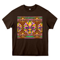 Chocolate Brown mardi gras sunflowers fleur, de lis glitter leopard background Heavy Core Tee - Artiststas