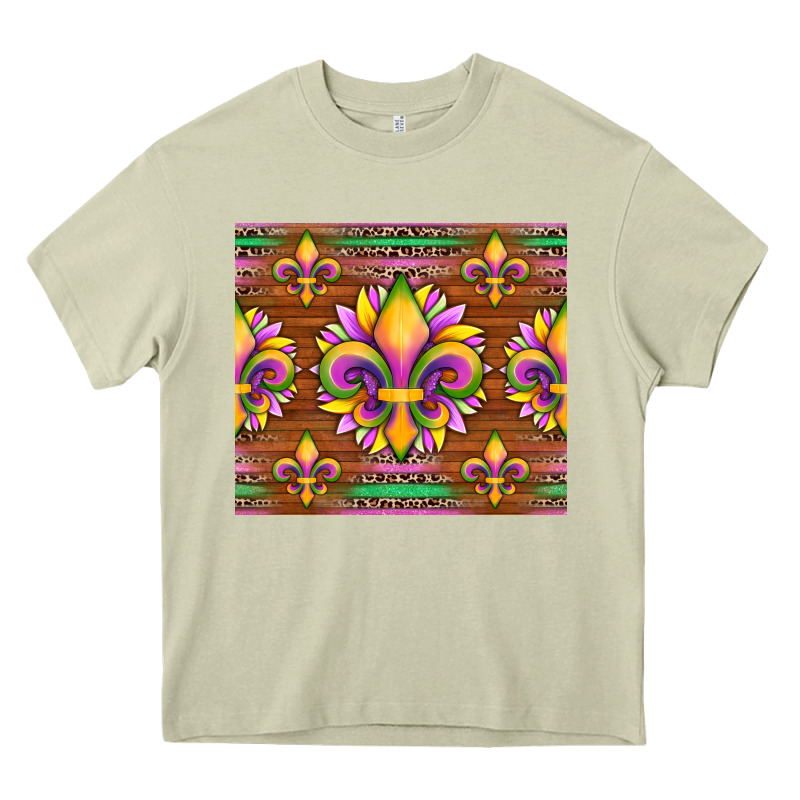 Mardi Gras Sunflowers Fleur, De Lis Glitter Leopard Background Heavy Core Tee by Artiststas | Teevron