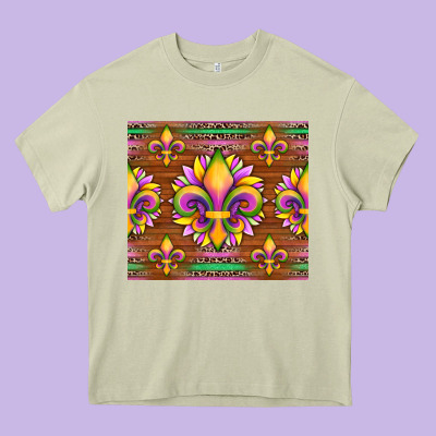 Mardi Gras Sunflowers Fleur, De Lis Glitter Leopard Background Heavy Core Tee Designed By Artiststas