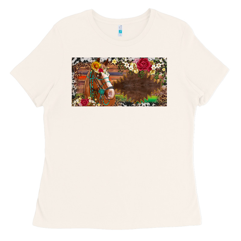 Western Turquoise Gemstone Horse Cowhide Leopard Floral Background Lic Ladies Tee by Artiststas | Teevron