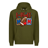 Army Green Football mom red and blue team color mother's day Premium Hoodie - HowdyJamesFarm
