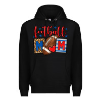 Black Football mom red and blue team color mother's day Premium Hoodie - HowdyJamesFarm