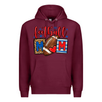 Burgundy Football mom red and blue team color mother's day Premium Hoodie - HowdyJamesFarm