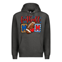 Charcoal Heather Football mom red and blue team color mother's day Premium Hoodie - HowdyJamesFarm