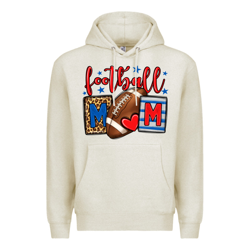 Football Mom Red And Blue Team Color Mother's Day Premium Hoodie by HowdyJamesFarm | Teevron