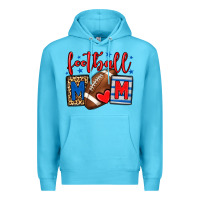 Ocean Blue Football mom red and blue team color mother's day Premium Hoodie - HowdyJamesFarm