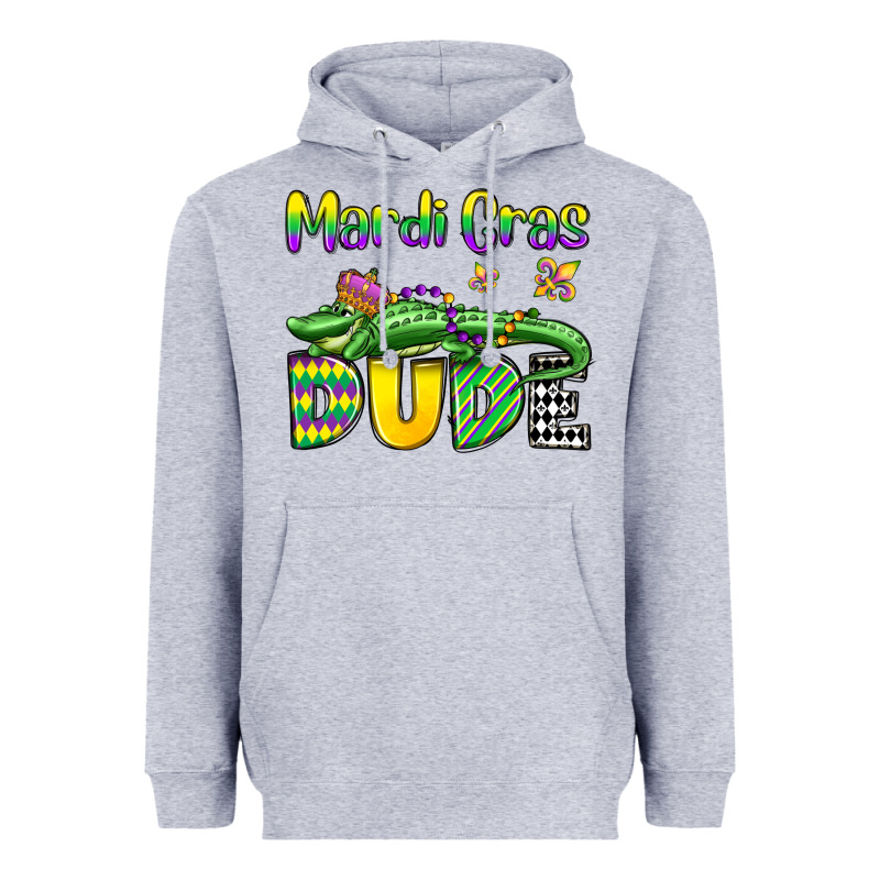 Mardi Gras Dude Alligator Olivia Heavyweight Hoodie by OliviaCreatesArt | Teevron