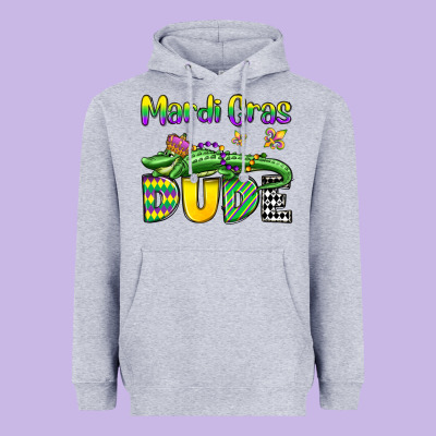 Mardi Gras Dude Alligator Olivia Heavyweight Hoodie Designed By Oliviacreatesart