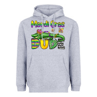 Heather Grey mardi gras dude alligator olivia Heavyweight Hoodie - OliviaCreatesArt