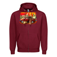 Burgundy mexican cinco de mayo truck Zipper Hoodie - CowGirlArtShop