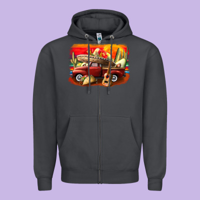 Mexican Cinco De Mayo Truck Zipper Hoodie Designed By Cowgirlartshop