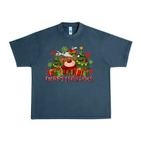 Midnight Navy merry christmas reindeer Urban Heavy Tee - MaliasSmallBusiness