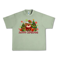 Oil Green merry christmas reindeer Urban Heavy Tee - MaliasSmallBusiness