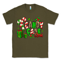 Army Green Candy Cane Crew Classic Tee - MaliasSmallBusiness