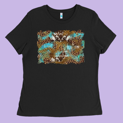 Western Leopards And Turquoise With Cowhide Background Ladies Tee Designed By Artiststas