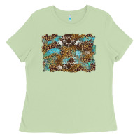 Matcha western leopards and turquoise with cowhide background Ladies Tee - Artiststas