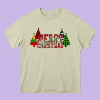 Merry Christmas Glitter Plaid Trees Heavy Core Tee Designed By Adodesignshop