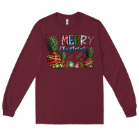 Burgundy Merry Christmas Long Sleeve Tee - SublimationCraftShop