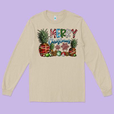 Merry Christmas Long Sleeve Tee Designed By Sublimationcraftshop