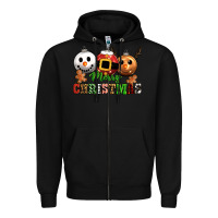 Black merry christmas Zipper Hoodie - CowGirlArtShop