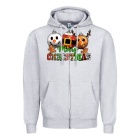 Heather Grey merry christmas Zipper Hoodie - CowGirlArtShop