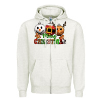Oatmeal Heather merry christmas Zipper Hoodie - CowGirlArtShop