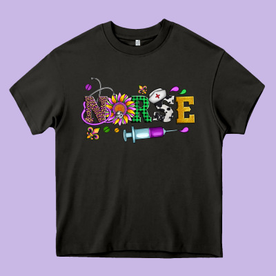 Mardi Gras Nurse Leopard Cowhide Glitter Heavy Core Tee Designed By Artiststas