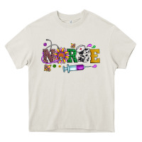 Cream mardi gras nurse leopard cowhide glitter Heavy Core Tee - Artiststas