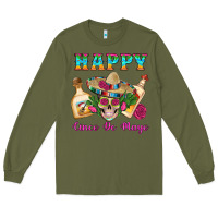 Army Green Happy Cinco De Mayo Mexican Skull Tequila Bottle Roses Cactus Long Sleeve Tee - Artiststas