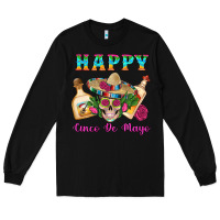 Black Happy Cinco De Mayo Mexican Skull Tequila Bottle Roses Cactus Long Sleeve Tee - Artiststas