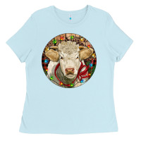 Baby Blue Charolais Heifer Christmas Ladies Tee - RanaPortraitStore
