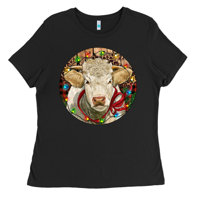 Charolais Heifer Christmas Ladies Tee by RanaPortraitStore | Teevron
