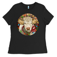 Black Charolais Heifer Christmas Ladies Tee - RanaPortraitStore