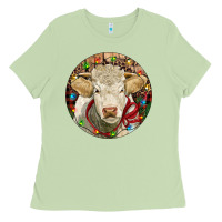 Matcha Charolais Heifer Christmas Ladies Tee - RanaPortraitStore