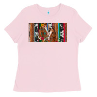 Bubblegum Pink western horses gemstone horse cowhide leopard floral background licens Ladies Tee - Artiststas