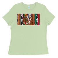 Matcha western horses gemstone horse cowhide leopard floral background licens Ladies Tee - Artiststas