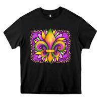 Black mardi gras fleur de lis sunflower leopard Heavy Core Tee - Artiststas