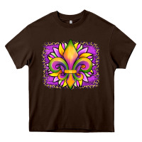 Chocolate Brown mardi gras fleur de lis sunflower leopard Heavy Core Tee - Artiststas