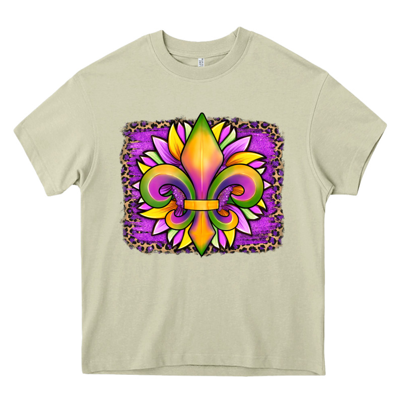 Mardi Gras Fleur De Lis Sunflower Leopard Heavy Core Tee by Artiststas | Teevron