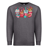 Charcoal Heather valentines day coffee cups (1) Premium Sweatshirt - OliviaCreatesArt