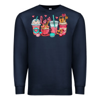 Navy valentines day coffee cups (1) Premium Sweatshirt - OliviaCreatesArt
